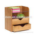 Wholesale Bamboo Desktop Magazine Storage Holder 4-Tier Bamboo Desk Organizer with Acrylic Shelves